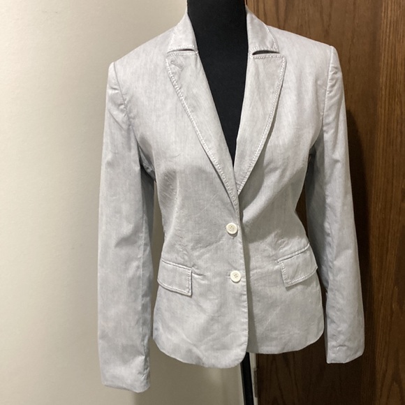 Express two button, pinstriped fitted cotton jacket - Picture 3 of 12